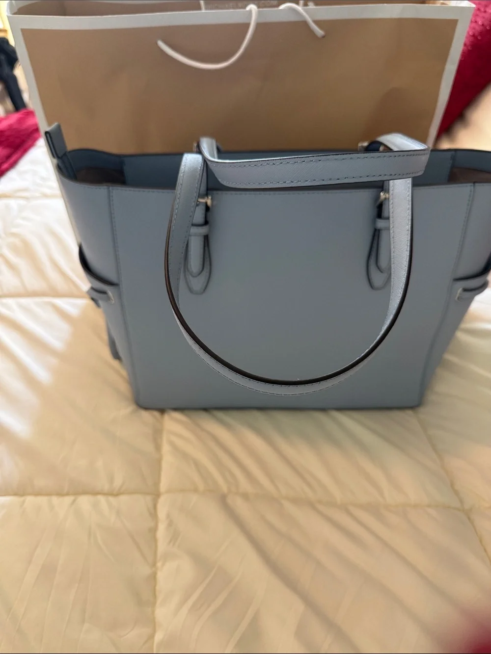 Michael Kors Light Blue Saffiano Leather Tote - Picture 4 of 7